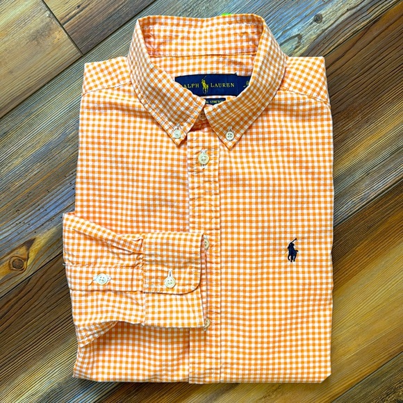 Ralph Lauren kids natural stretch orange and white plaid - Picture 5 of 5
